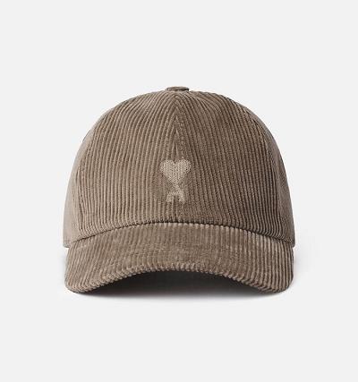 AMI PARIS Ami De Coeur Embroidery Caps Brown | ami_CA168