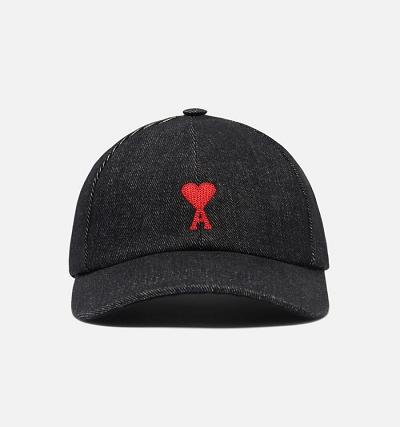 AMI PARIS Ami De Coeur Embroidery Caps Dark Grey | ami_CA369