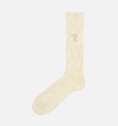 AMI PARIS Ami De Coeur Plain Socks Beige | ami_CA229