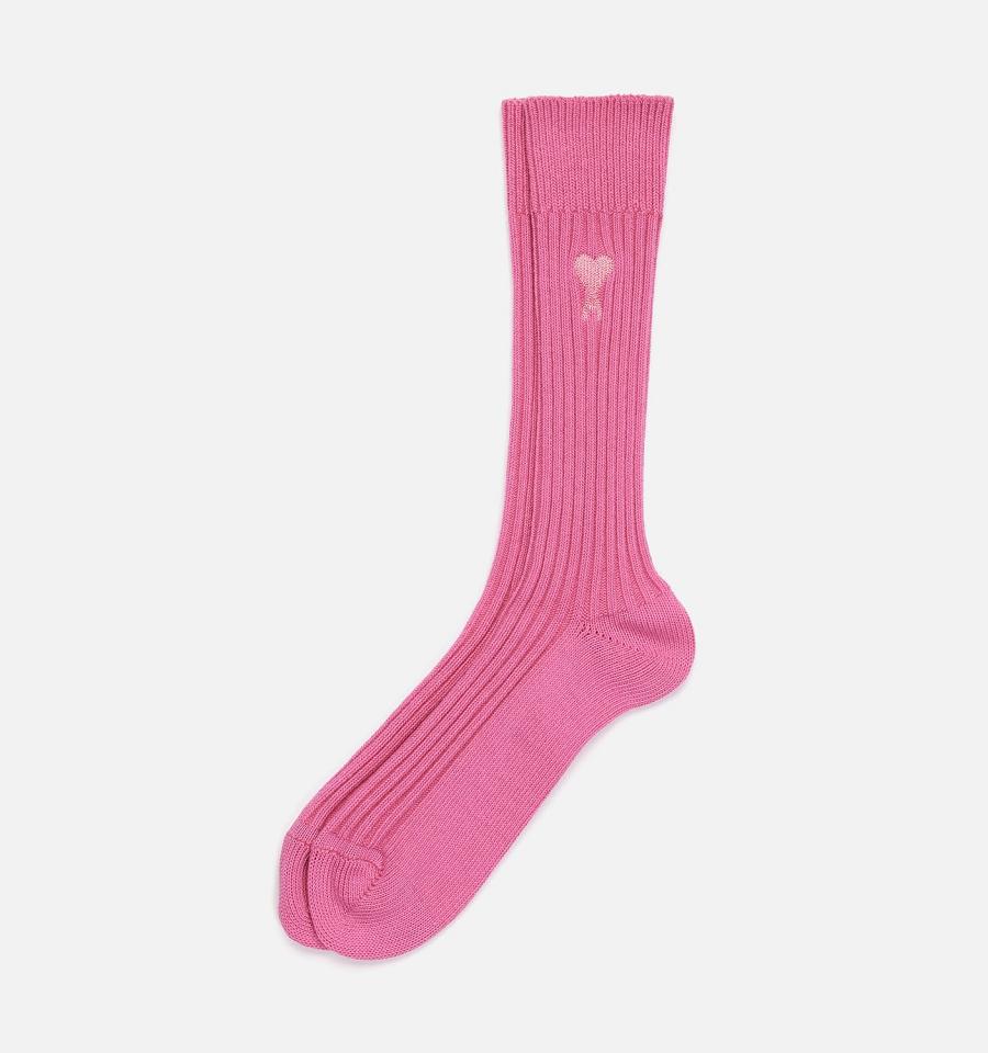 AMI PARIS Ami De Coeur Plain Socks Pink | ami_CA411