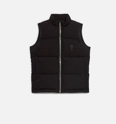 AMI PARIS Ami De Cœur Sleeveless Down Jackets Black | ami_CA215