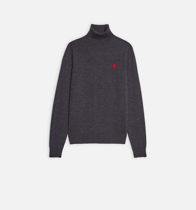 AMI PARIS Ami De Cœur Turtlencek Sweaters Grey | ami_CA410