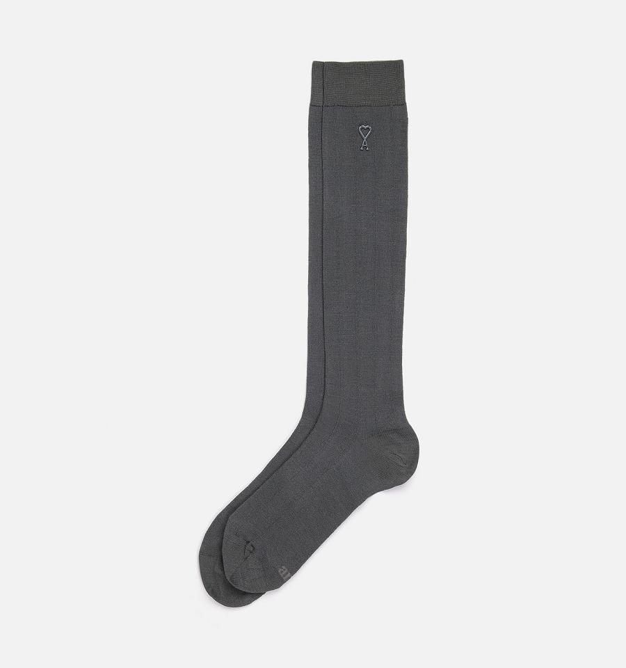 AMI PARIS Ami Socks In Silk Socks Grey | ami_CA438