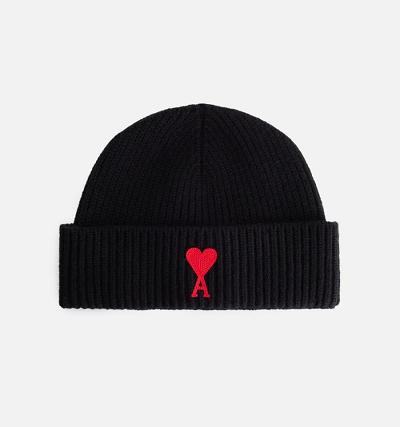 AMI PARIS Ami de Coeur Beanies Black | ami_CA184
