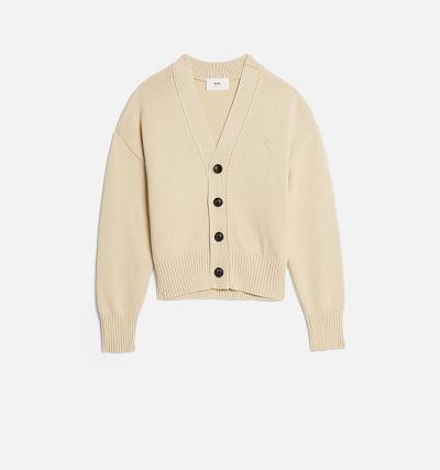 AMI PARIS Ami de Coeur Cardigans Beige | ami_CA318