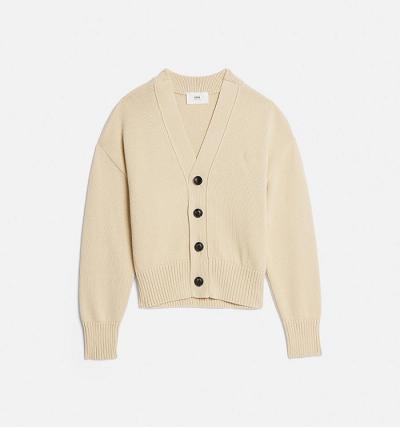 AMI PARIS Ami de Coeur Cardigans Beige | ami_CA503
