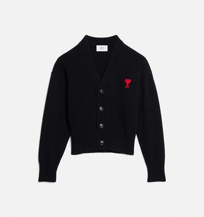AMI PARIS Ami de Coeur Cardigans Black | ami_CA235