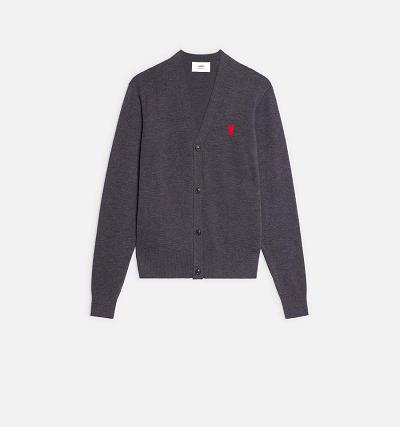 AMI PARIS Ami de Coeur Cardigans Grey | ami_CA400