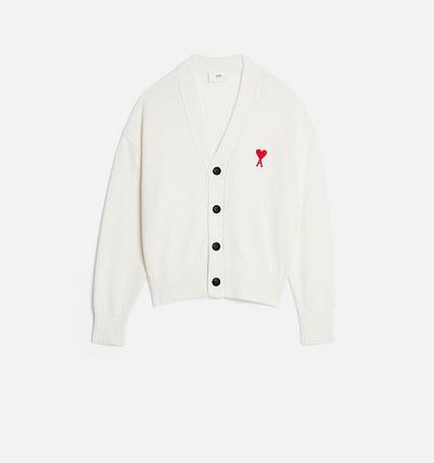 AMI PARIS Ami de Coeur Cardigans White | ami_CA356