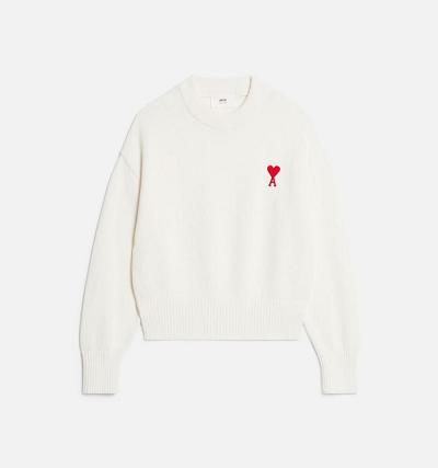 AMI PARIS Ami de Coeur Crewneck Sweaters White | ami_CA123