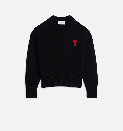 AMI PARIS Ami de Coeur Crewneck Sweaters Black | ami_CA290