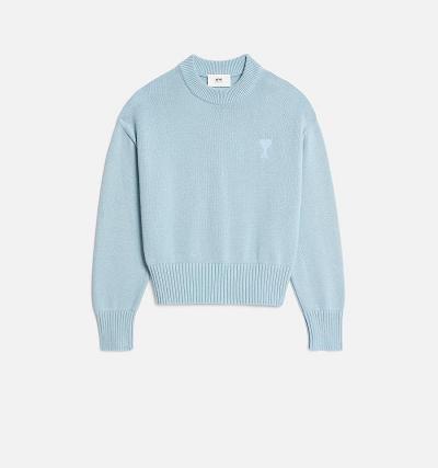 AMI PARIS Ami de Coeur Crewneck Sweaters Blue | ami_CA314