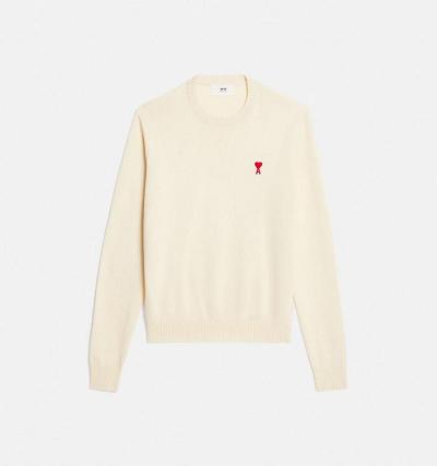 AMI PARIS Ami de Coeur Crewneck Sweaters Beige | ami_CA429