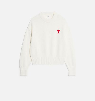 AMI PARIS Ami de Coeur Crewneck Sweaters White | ami_CA443