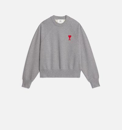 AMI PARIS Ami de Coeur Crewneck Sweatshirts Grey | ami_CA102