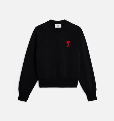 AMI PARIS Ami de Coeur Crewneck Sweatshirts Black | ami_CA126