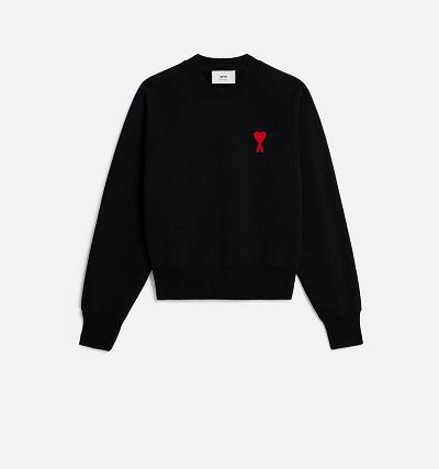 AMI PARIS Ami de Coeur Crewneck Sweatshirts Black | ami_CA267
