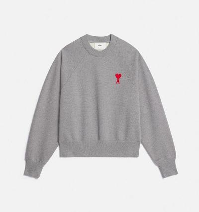 AMI PARIS Ami de Coeur Crewneck Sweatshirts Grey | ami_CA566