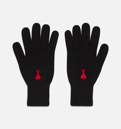AMI PARIS Ami de Coeur Gloves Black | ami_CA557