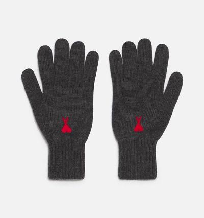 AMI PARIS Ami de Coeur Gloves Grey | ami_CA284