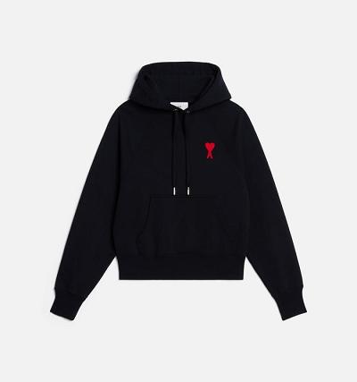 AMI PARIS Ami de Coeur Hoodies Black / Red | ami_CA439
