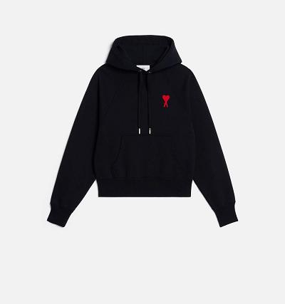 AMI PARIS Ami de Coeur Hoodies Black | ami_CA483
