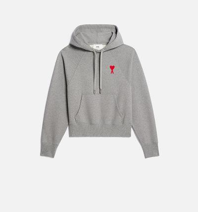 AMI PARIS Ami de Coeur Hoodies Grey | ami_CA389