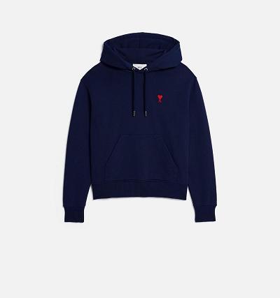 AMI PARIS Ami de Coeur Hoodies Navy | ami_CA151