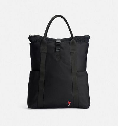AMI PARIS Ami de Coeur Hybrid Tote Backpacks Black | ami_CA213