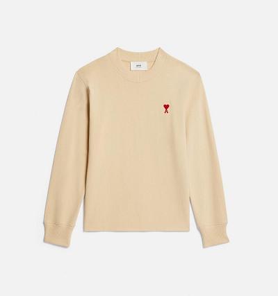 AMI PARIS Ami de Coeur Long Sleeves T Shirts Khaki | ami_CA160