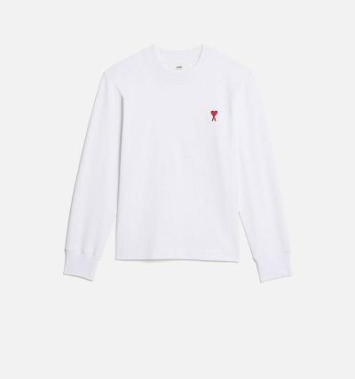 AMI PARIS Ami de Coeur Long Sleeves T Shirts White | ami_CA196