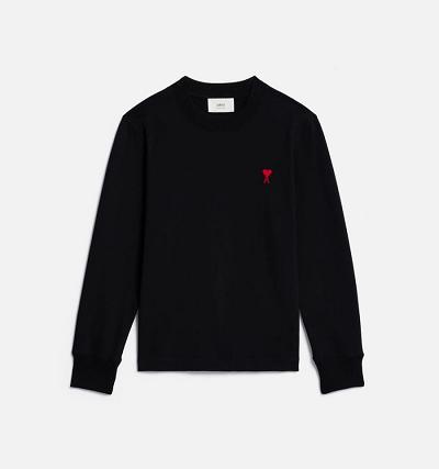 AMI PARIS Ami de Coeur Long Sleeves T Shirts Black | ami_CA341
