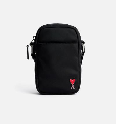 AMI PARIS Ami de Coeur Phone Pouch Bags Black | ami_CA206
