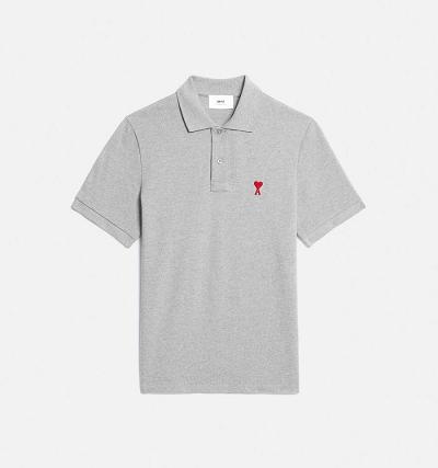 AMI PARIS Ami de Coeur Polo Polo Shirts Grey | ami_CA179