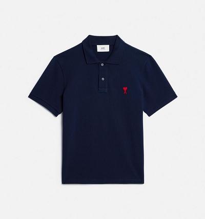 AMI PARIS Ami de Coeur Polo Polo Shirts Navy | ami_CA624