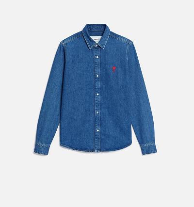 AMI PARIS Ami de Coeur Shirts Blue | ami_CA547