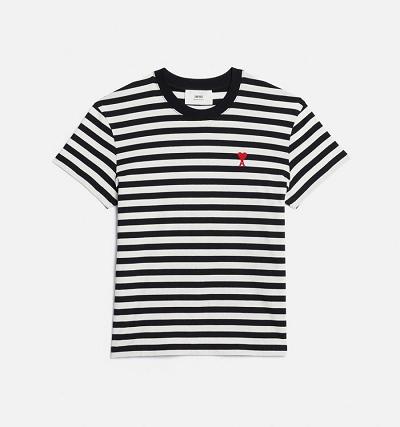 AMI PARIS Ami de Coeur T Shirts Black / White | ami_CA173