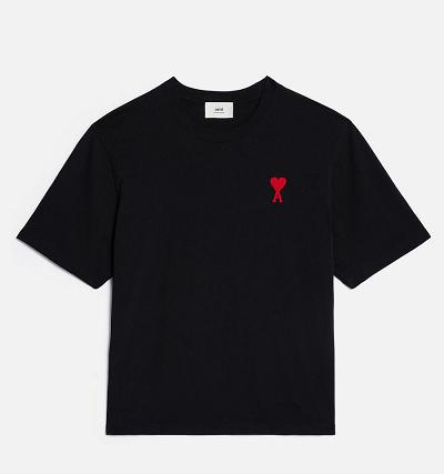 AMI PARIS Ami de Coeur T Shirts Black | ami_CA484