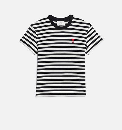 AMI PARIS Ami de Coeur T Shirts Black / White | ami_CA622