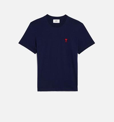 AMI PARIS Ami de Coeur T Shirts Navy | ami_CA463