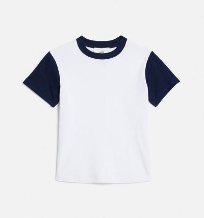 AMI PARIS Bicolor Ami de Cœur T Shirts White / Navy | ami_CA175
