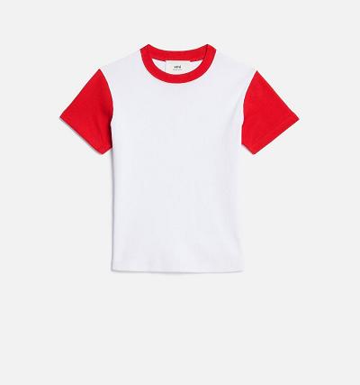 AMI PARIS Bicolor Ami de Cœur T Shirts White | ami_CA285