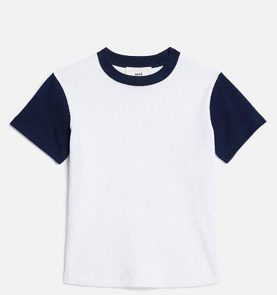 AMI PARIS Bicolor Ami de Cœur T Shirts White / Navy | ami_CA527