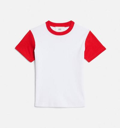 AMI PARIS Bicolor Ami de Cœur T Shirts White / Red | ami_CA551
