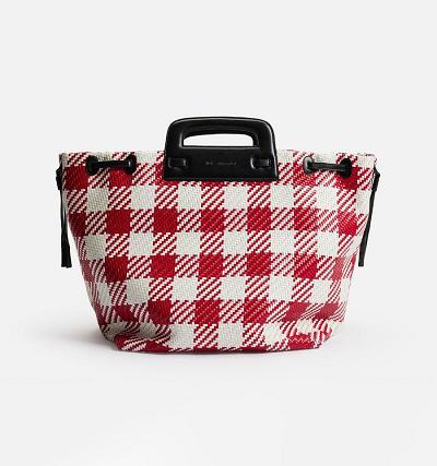 AMI PARIS Braided Accordeon Basket Bags Red / White | ami_CA383