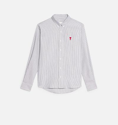 AMI PARIS Button-Down Ami De Coeur Shirts Grey | ami_CA205