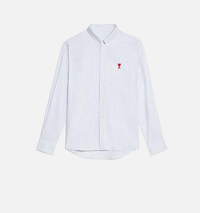 AMI PARIS Button-Down Ami De Coeur Shirts Light Blue | ami_CA221