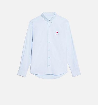 AMI PARIS Button-Down Ami De Coeur Shirts Blue | ami_CA262