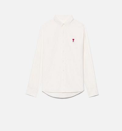 AMI PARIS Button-Down Ami De Coeur Shirts Beige | ami_CA573