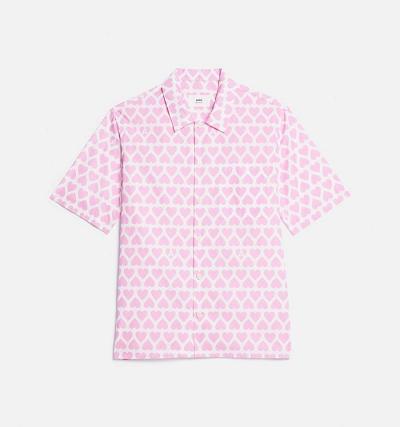 AMI PARIS Camp Collar Shirts Pink | ami_CA485